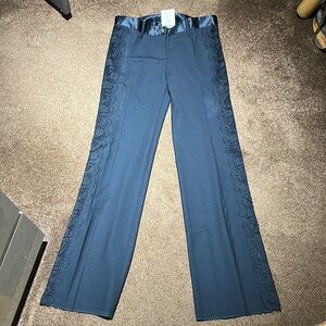 EUC Dolce & Gabbana Elegant Black Lace Trim Pants with full leg lace.